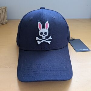NWT PSYCHO BUNNY Adult Oversized 4K Bunny Hat Navy Blue 100% Cotton OS